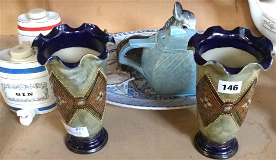 Pair Doulton vases, meat plate etc.